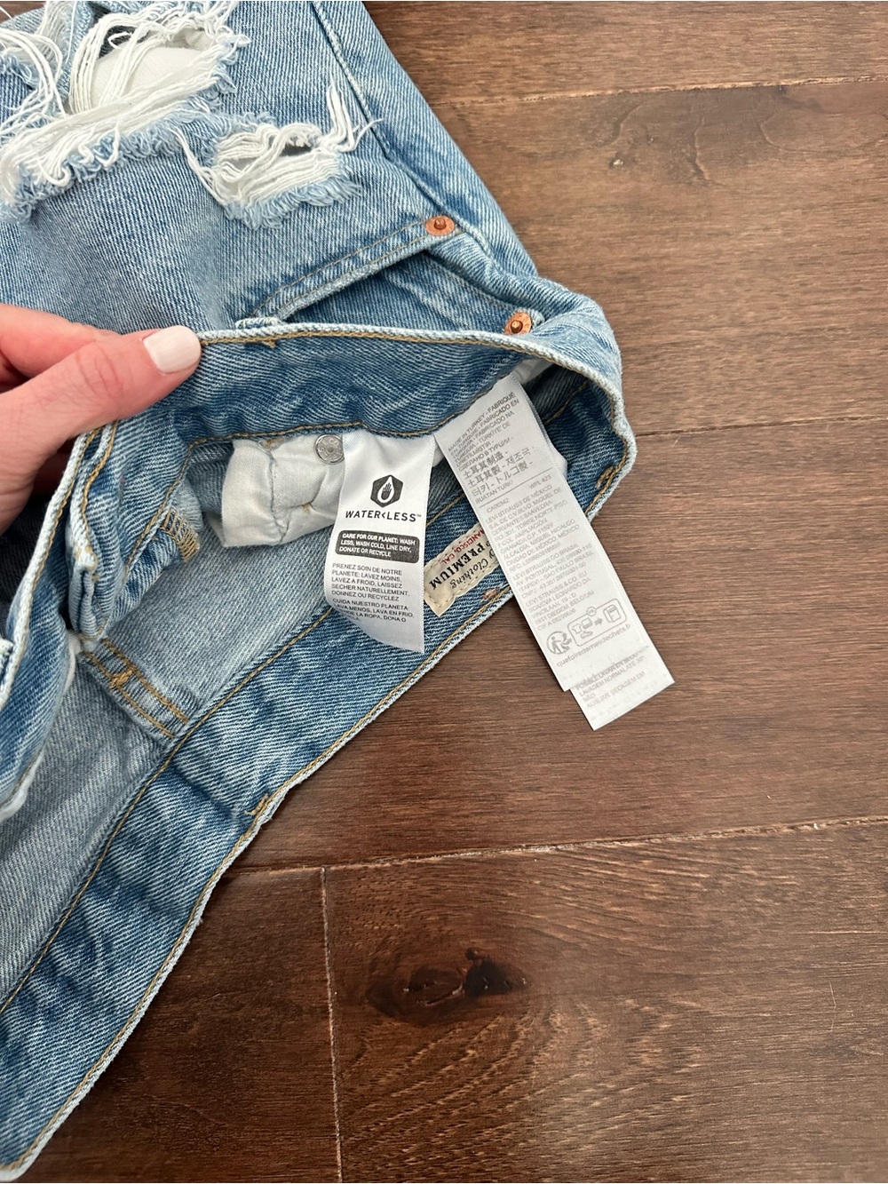 Levi's Light Blue Distressed Cutoff Jean Shorts - Picture 2 of 4